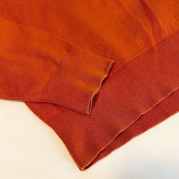 Banana Republic cotton cashmere orange v-neck sweater. Size Large - Picture 3 of 8